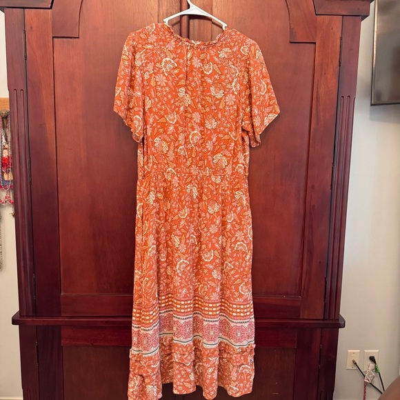 Knox Rose Brown/Orange Midi/Maxi Dress with Floral Design Size Large - Picture 2 of 9